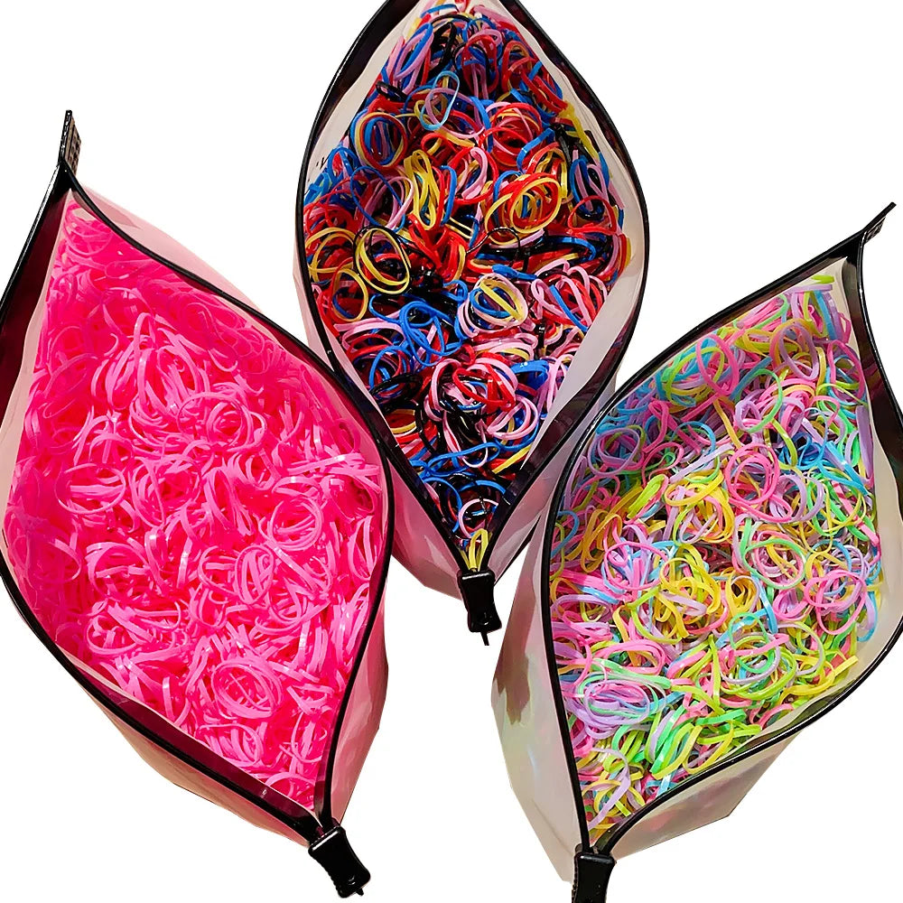 500/1000/2000 stücke Mädchen bunte Einweg Gummiband Haar gummis Stirnband Kinder Pferdes chwanz Halter Bänder Kinder Haarschmuck