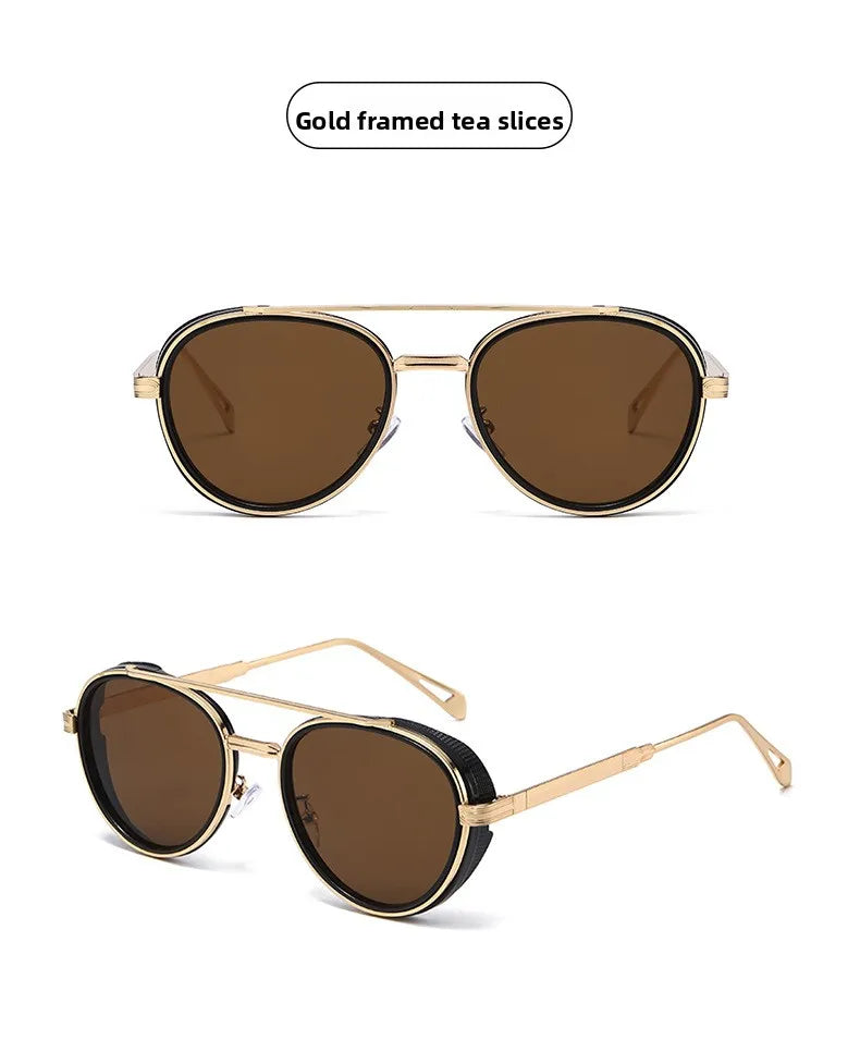 2026 Neue Luxus Steampunk Sonnenbrille, Metallrahmen Ovale Vintage-Brille, Modische Sonnenbrille für Damen, Fahrerbrille für Herren
