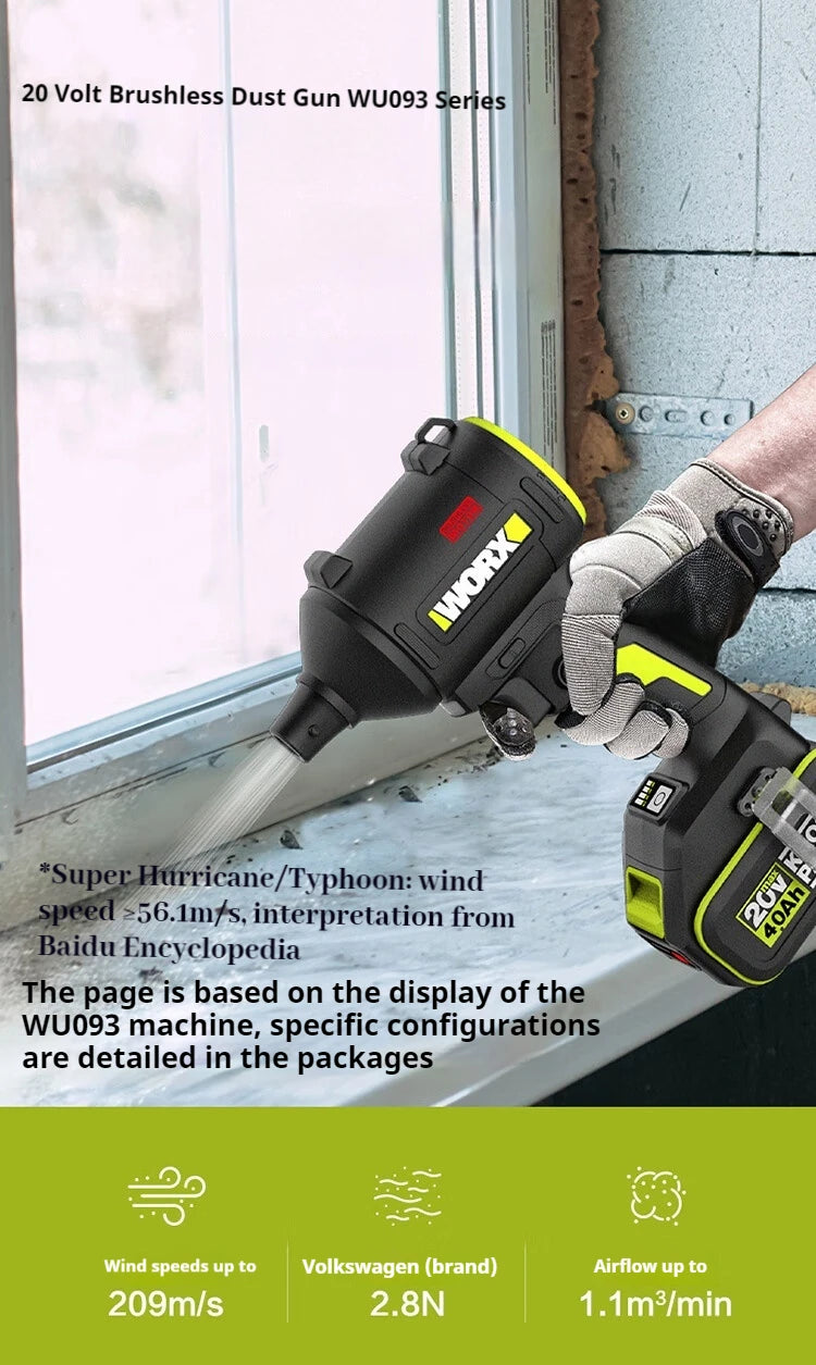 WORX 20 V bürstenlose Lithium-Batterie-Staubpistole WU093 Staubsammlergebläse (ohne Akku und Ladegerät)