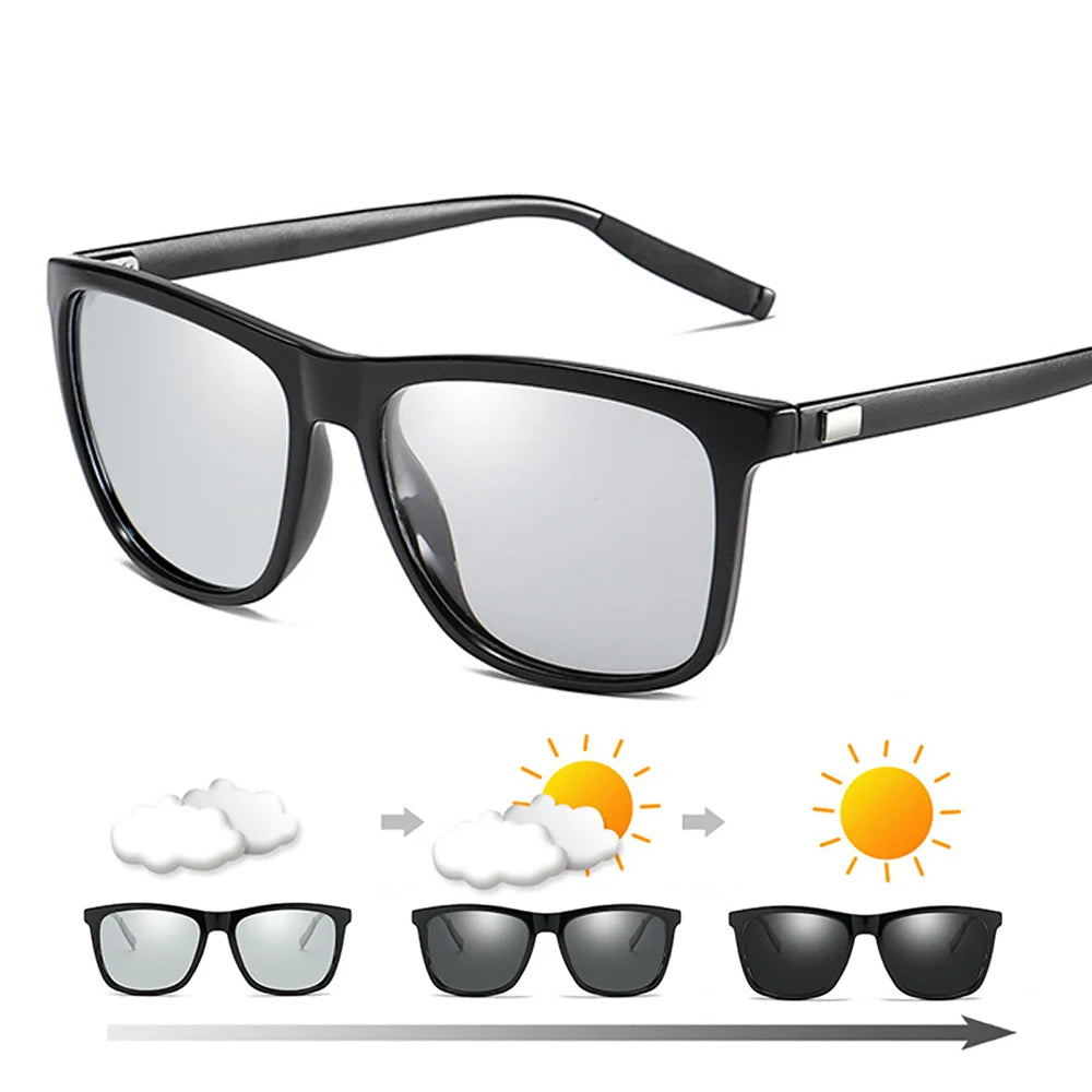Klassische Angeln Sonnenbrille Männer Polarisierte Metall Quadratischen Rahmen UV400 Photochrome Brille Frauen Fahren Verfärbung Brillen