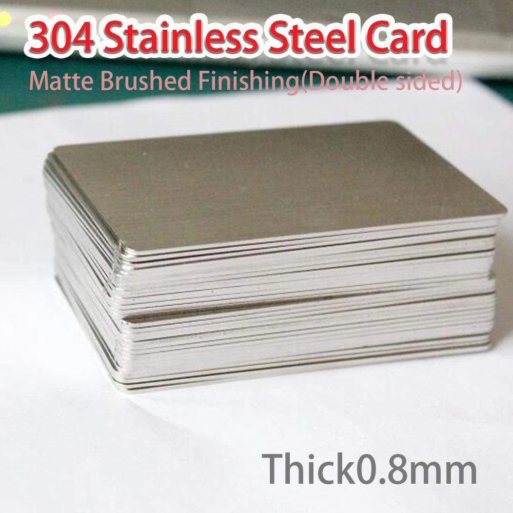 Dicke Metall-Visitenkarten aus Edelstahl 304, Rohlinge, Karte für Kunden, Lasergravur, DIY-Geschenkkarten, matte gebürstete Verarbeitung