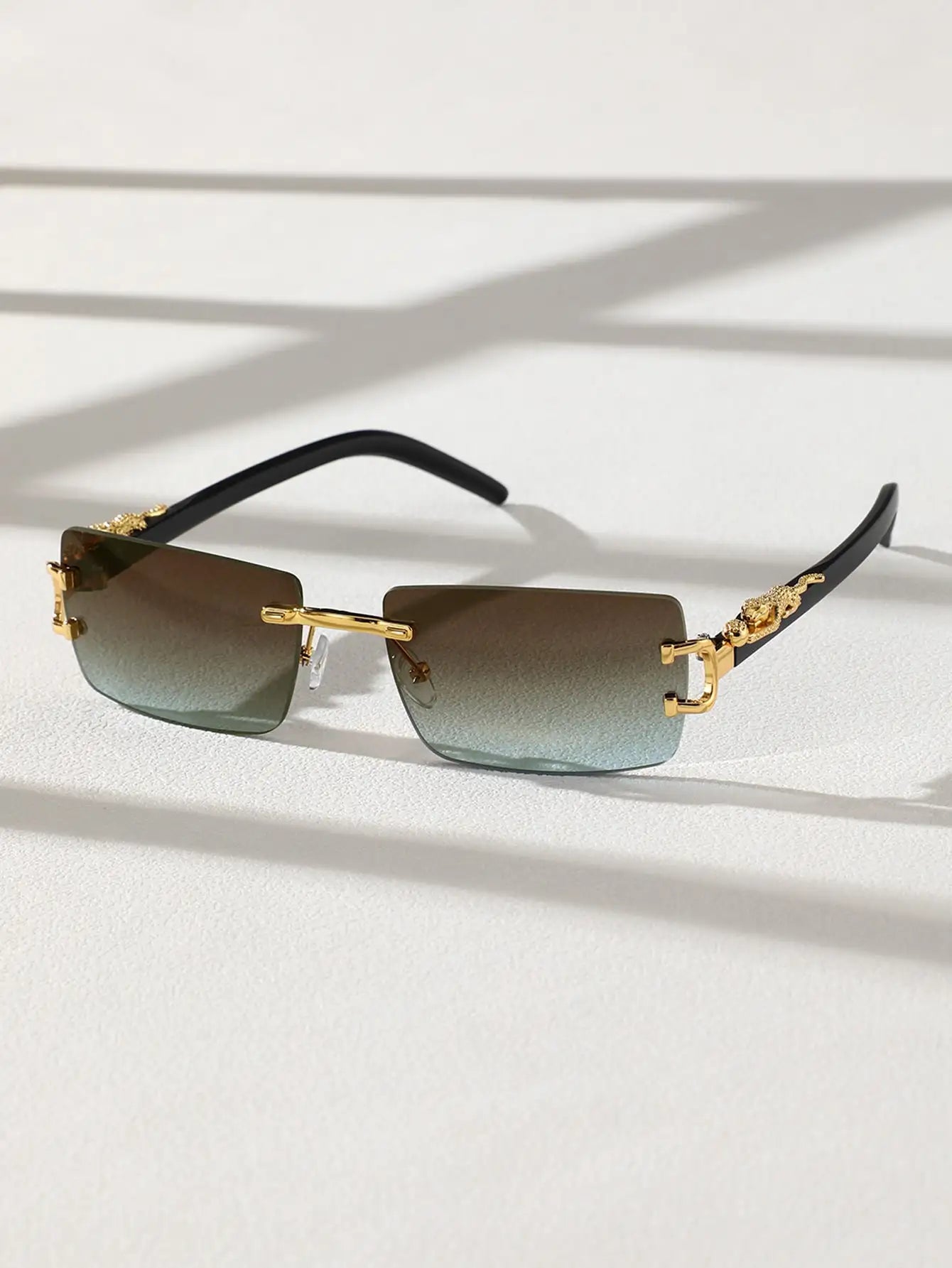 1/2 Stück modische, trendige, rahmenlose, rechteckige, personalisierte Sonnenbrille für den Alltag