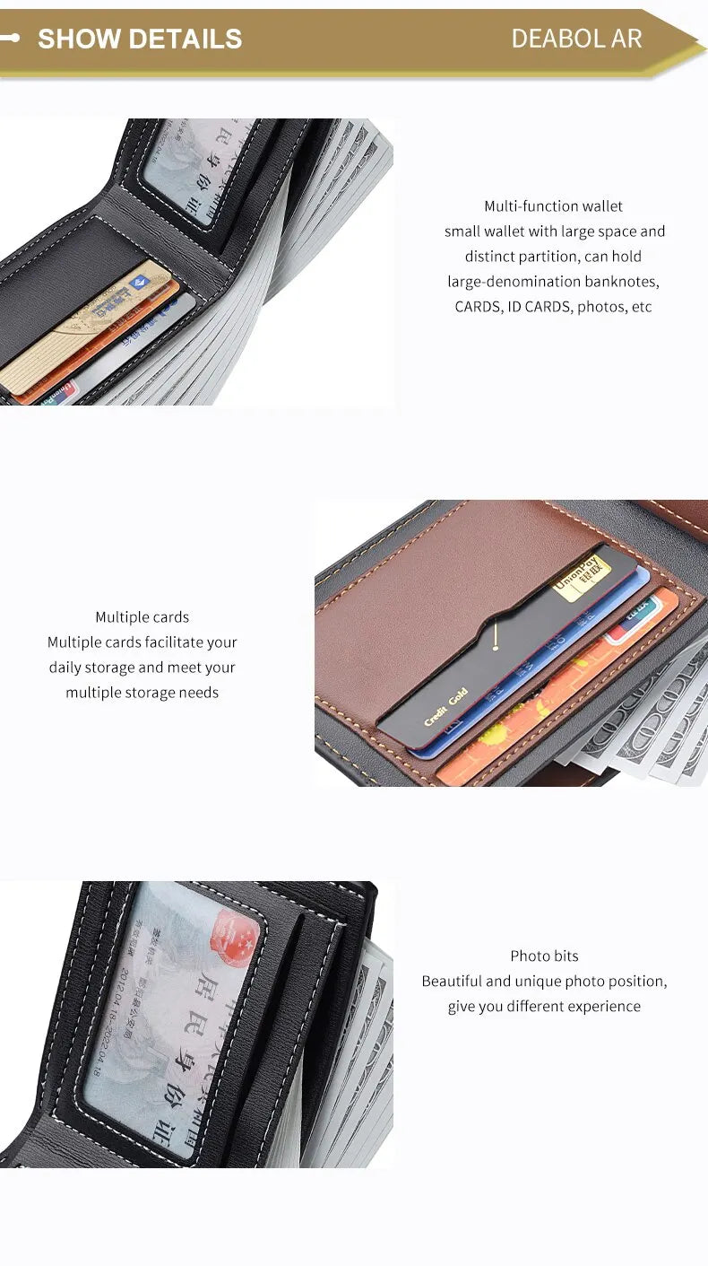 Pu Leder Männer kurze Brieftasche dünnen Stil Klapp junge Männer Kreditkarten halter Brieftasche