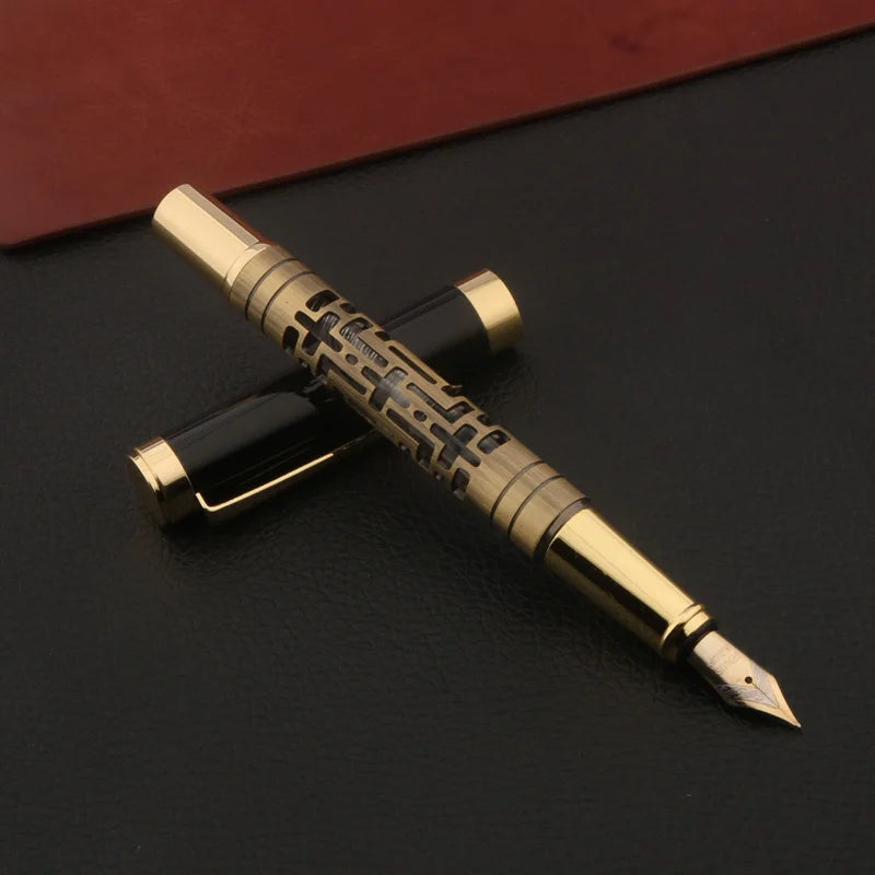 1pc Bronze Füll federhalter aushöhlen m Business Office Schul bedarf schreiben Kalligraphie Stift