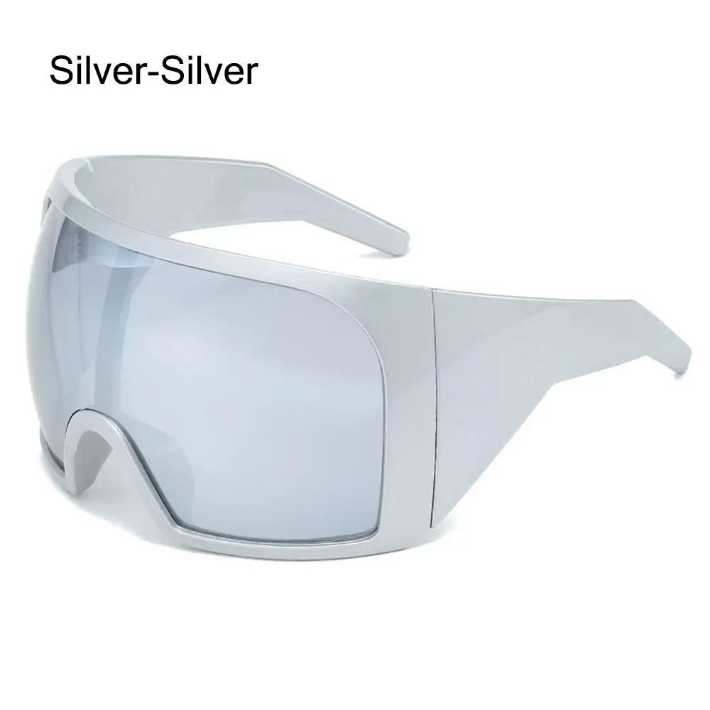 Futuristische Wrap-Around-Sonnenbrille Rave gebogene Linse UV400-Schutz 2000er Brillen übergroße Y2K-Sonnenbrille für Frauen und Männer