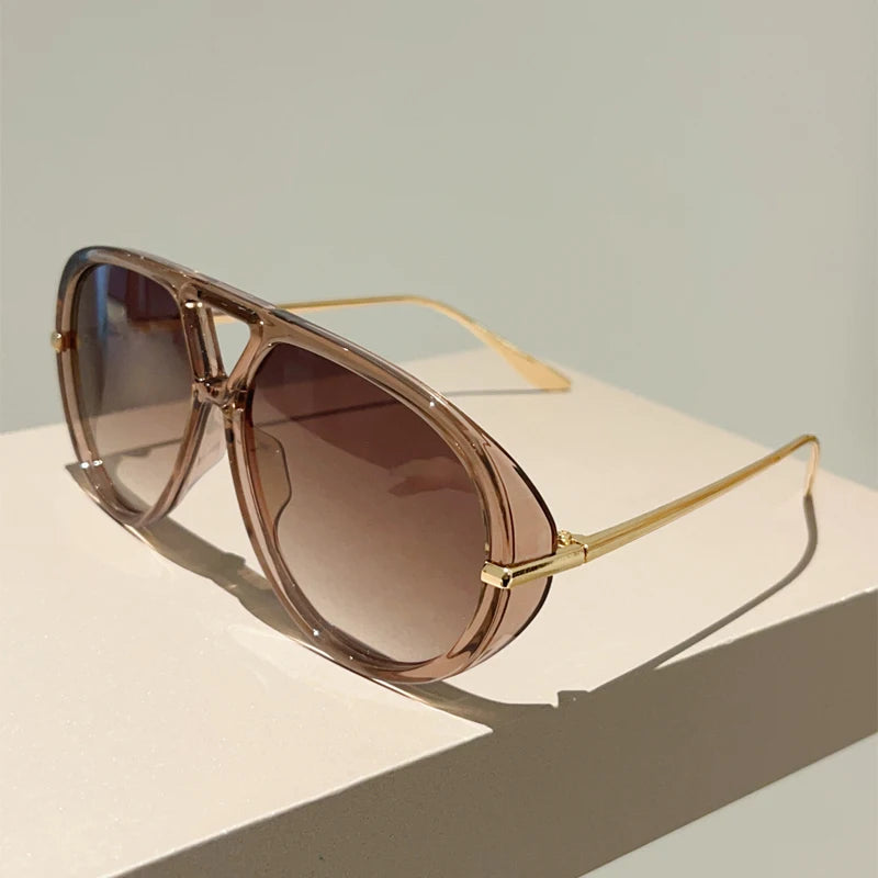 KAMMPT Übergroße Piloten-Sonnenbrille, 2025, neu im Vintage-Stil, Doppelsteg-Sonnenbrille, Damen, trendiges Luxus-Markendesign, Outdoor-Sonnenbrille
