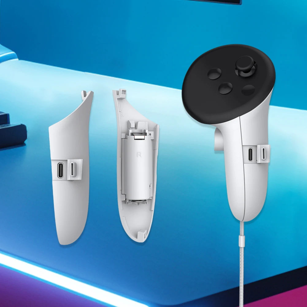 VR-Controller-Akku für Meta Quest 3S/Quest 3, wiederaufladbare Batterieabdeckung, rechts und links, Ladegriffe, Abdeckung, Zubehör