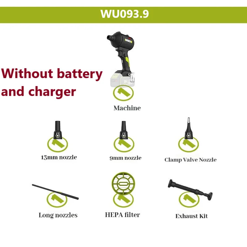 WORX 20 V bürstenlose Lithium-Batterie-Staubpistole WU093 Staubsammlergebläse (ohne Akku und Ladegerät)