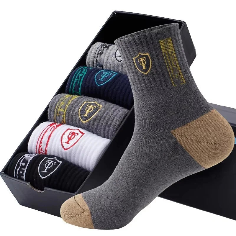 5Pairs Atmungsaktive Baumwolle Sport Strümpfe Männer Bambus Faser Herbst und Winter Männer Socken Schweiß Absorption Deodorant Business Sox