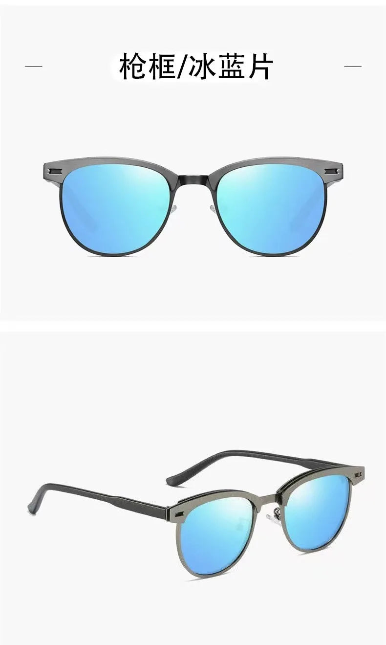 Polarisierende Sonnenbrille Männer Kleine Runde Rahmen Retro Flow Sonnenschutz UV Gläser Sport Outdoor Reise Brillen T248