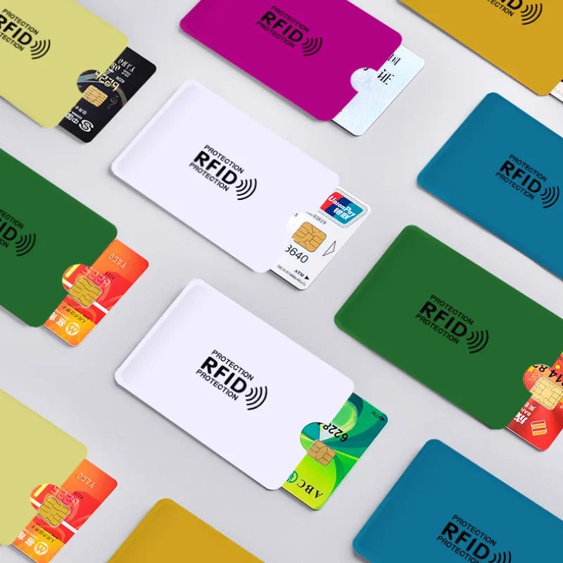 10 Stück Anti-Scan-RFID-Blockierhülle für Kreditkarten, sichern Sie Ihre Identität, Geldautomat, Debit, kontaktloser IC-ID-Kartenschutz, Blocker