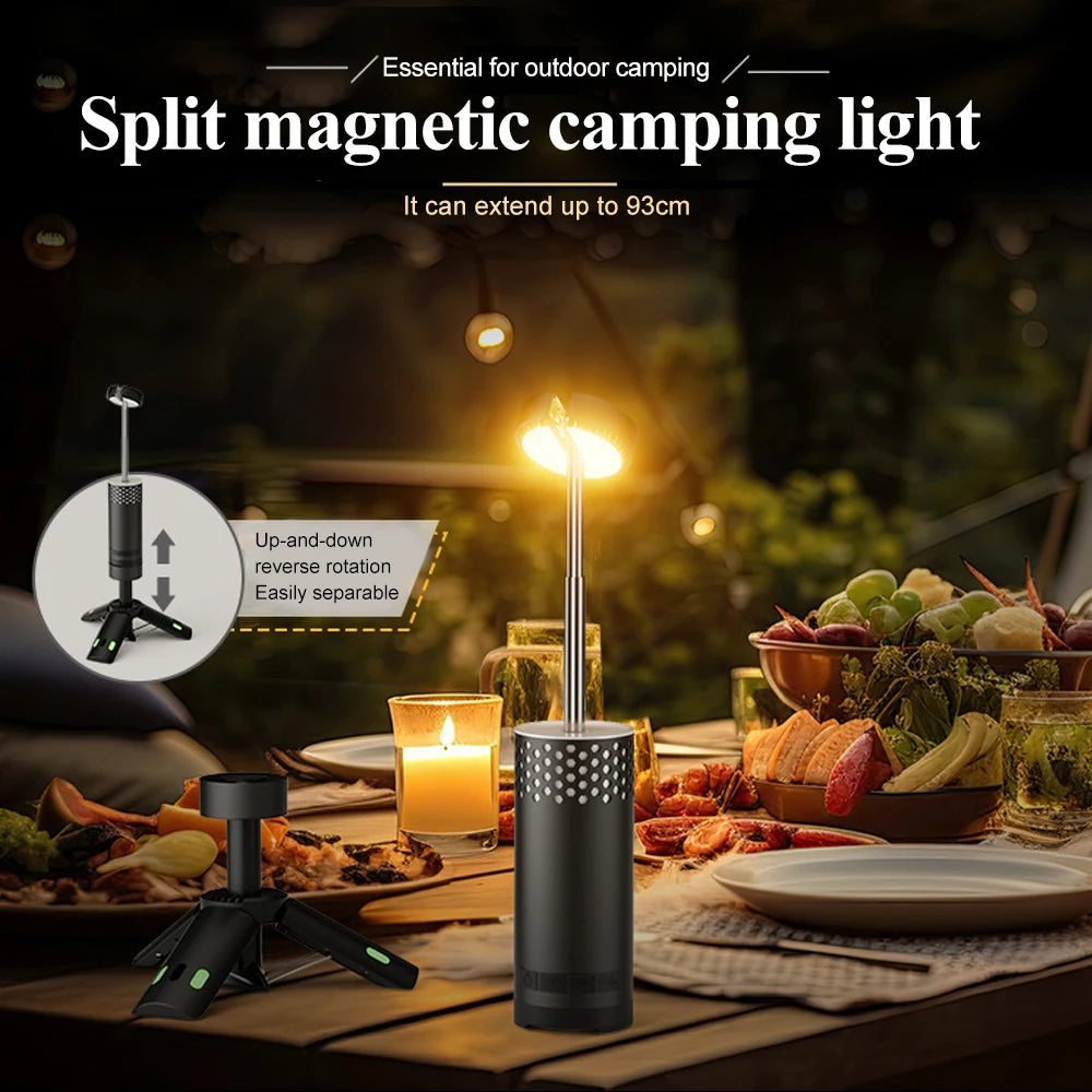 Verbesserte Camping-LED-Teleskop-Taschenlampe mit Stativ, wiederaufladbare Notfalllampe, tragbare Orch-Licht-Tischlampe für den Außenbereich, Zelt