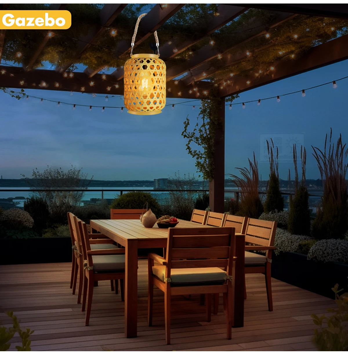 Rattan-Solarlaternen zum Aufhängen im Freien, Solar-Glühbirne, wasserdicht, Landhaus-Dekor, Solar-Tischleuchte, Dekoration für Garten, Hof