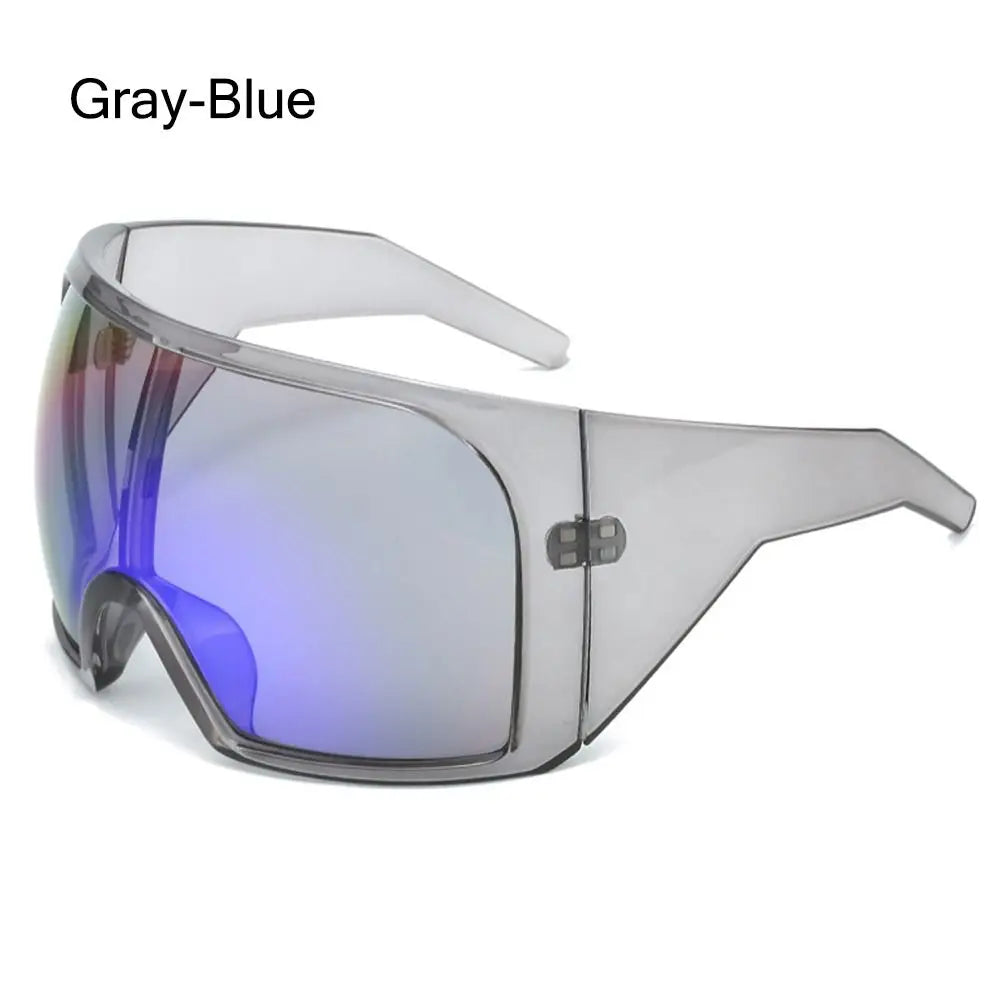 Futuristische Wrap-Around-Sonnenbrille Rave gebogene Linse UV400-Schutz 2000er Brillen übergroße Y2K-Sonnenbrille für Frauen und Männer