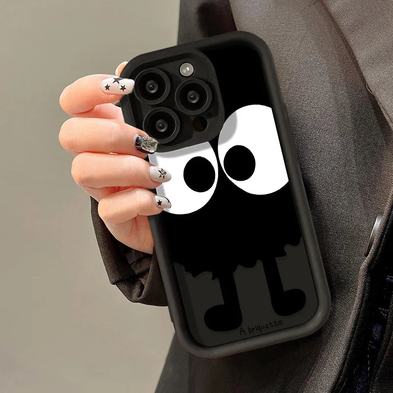 Schwarze Briketts Handyhülle für iPhone 14 16 11 12 13 15 Pro Max 14 Plus 15Pro 7 8 SE2020 XR XS Hüllen Flüssigsilikon Rückseite