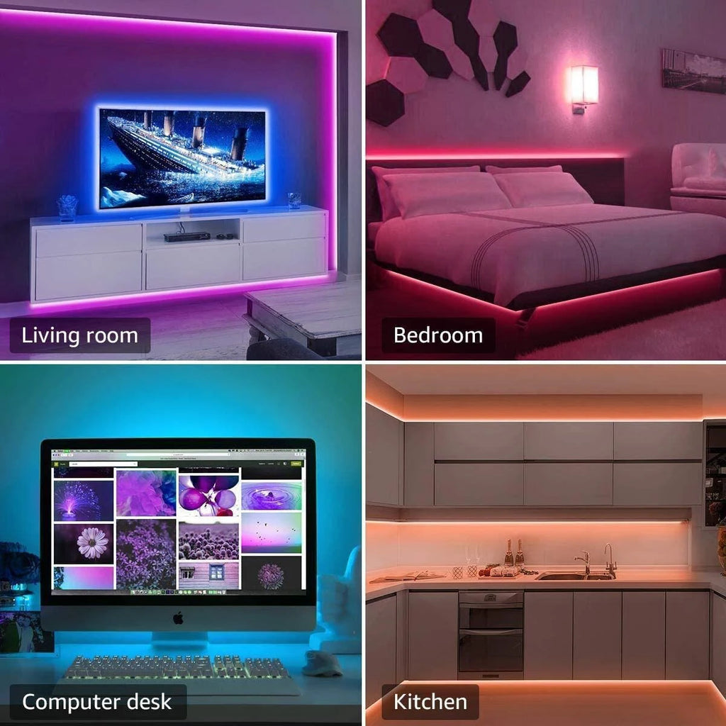 LED-Streifenlichter mit 44-Tasten-Fernbedienung, 1 m, 5 m, 10 m, 20 m, RGB-Band, LED-Wand, Zimmer für Zuhause, Schlafzimmer, Party, Dekoration, TV-Hintergrundbeleuchtung