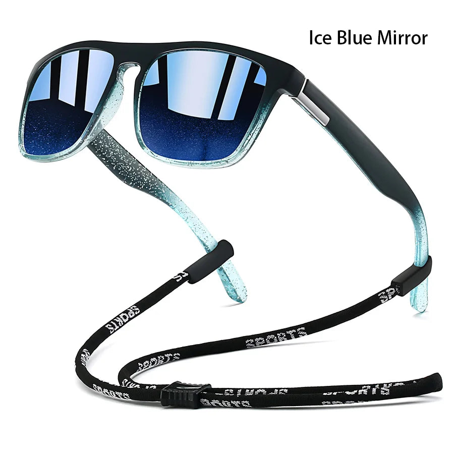 Sonnenbrille mit Kette für Männer und Frauen, klassisch quadratisch, zum Fahren, Angeln, farbenfroh, leicht, Outdoor-Schutzbrille
