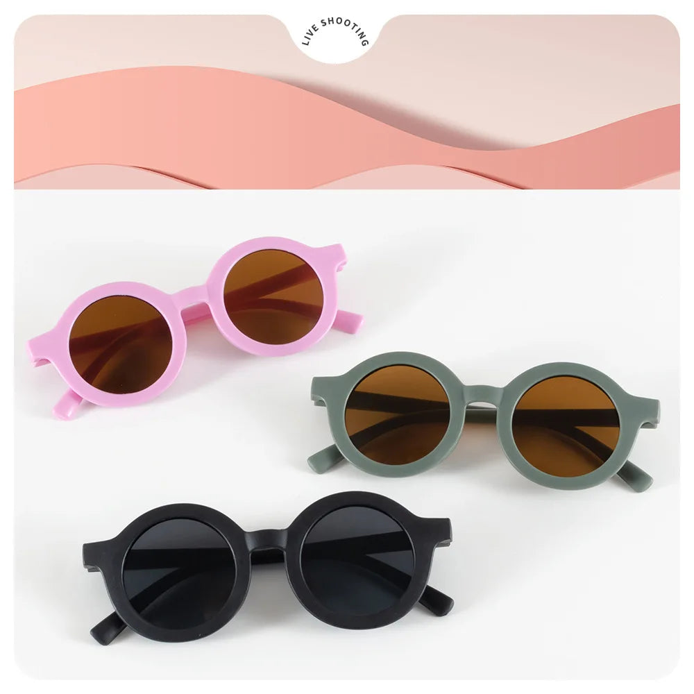 Kindersonnenbrille, runder Rahmen im Einsatzstil, Baby-Sonnenbrille für 1–7 Jahre alte Babys, Sonnenschutz, Sonnenschutz
