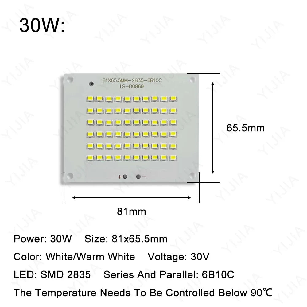 LED-Chip SMD2835 LED-Platine 10W 20W 30W 50W 100W 150W 200W DC30-34V Aluminiumsubstratbeleuchtung Außenflutlichtstrahler