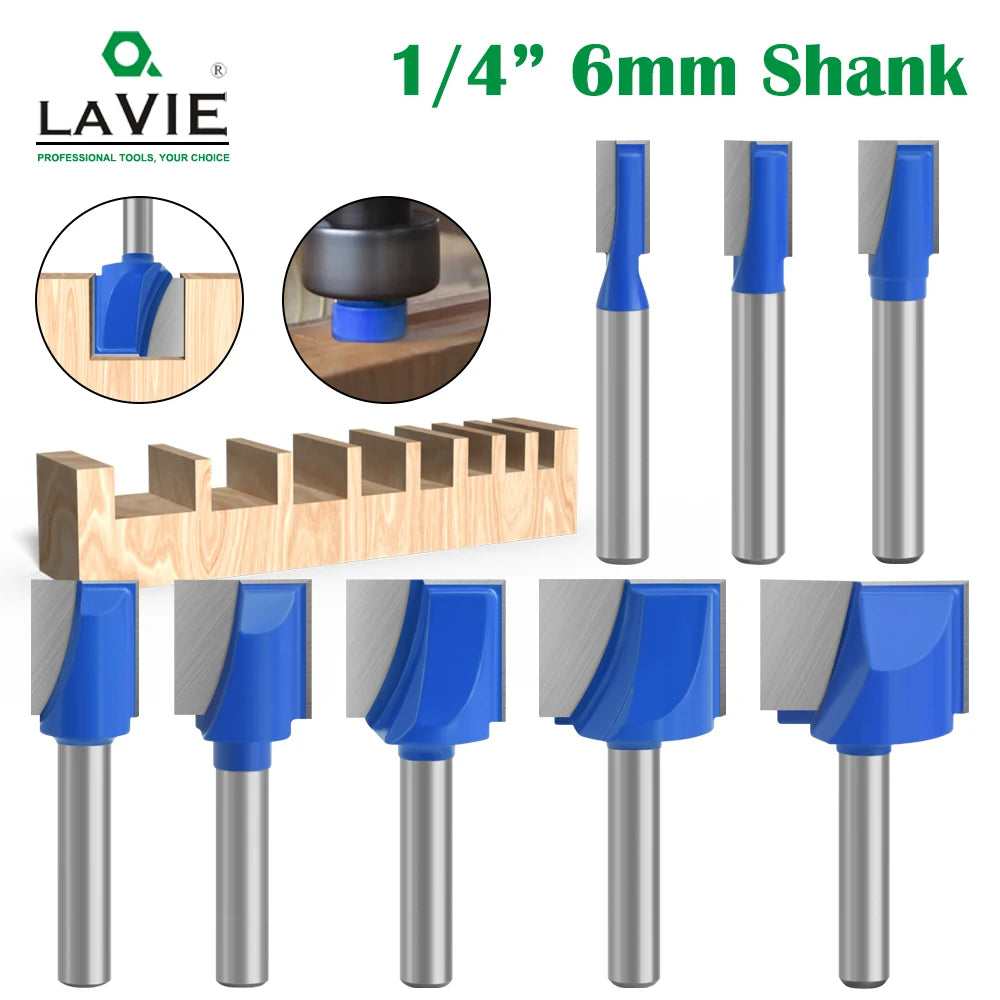 LAVIE 6mm 1/4 Schaft 1 stücke Reinigung Bottom Bit Gerade Router Bit set Sauber Fräser Holzbearbeitung Power maschine