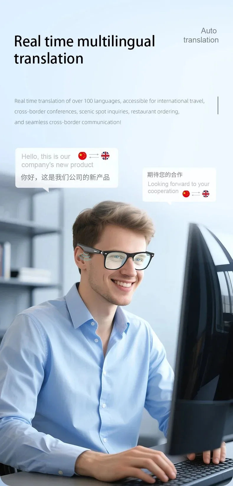Intelligente Brille, Bluetooth-Anruf, Outdoor-Sport-Kopfhörer, KI-Sprachnavigation, photochrome Linse, wasserdichte Anti-UV-Smart-Sonnenbrille