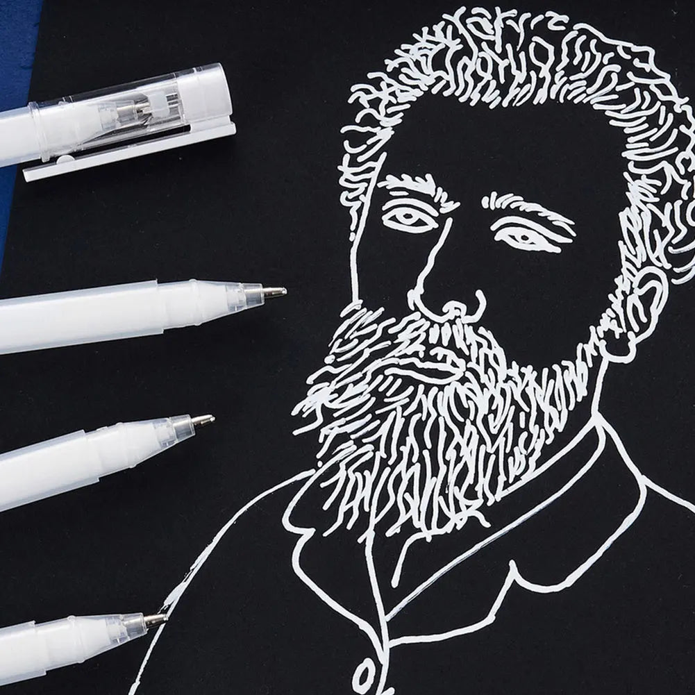 1-5 Teile/satz Klassische Weiße Tinte Gel Stift Highlight Marker Weiße Tinte Verschiedene Punkt Feine Medium Bold für Journaling kunst Zeichnung