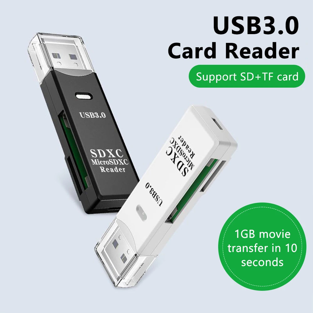 2-in-1 USB 3.0 Kartenleser Micro TF SD Kartenleser USB-Adapter Hochgeschwindigkeitskartenleser TF Speicherkarte für PC Laptop Zubehör