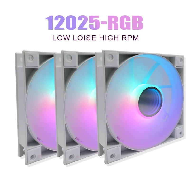 Manmu 120 mm Computergehäuse-Lüfter, stumm, Regenbogen-LED-Licht für Kühler, RGB-Lüfter für PC-Lüfterkühlung