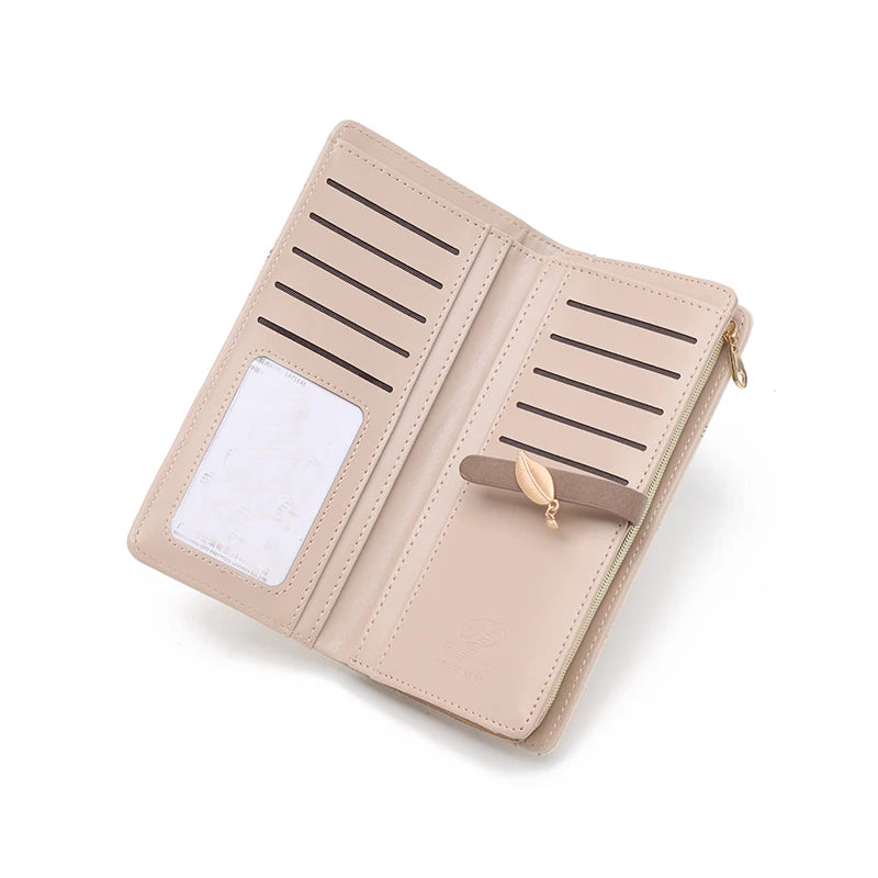 Geldbörse – langer Stil, koreanische Ausgabe, PU-Leder, bedruckt, mit Reißverschluss, gefaltet, mit mehreren Deckkraft, modisch, vielseitig, bedruckter Reißverschluss