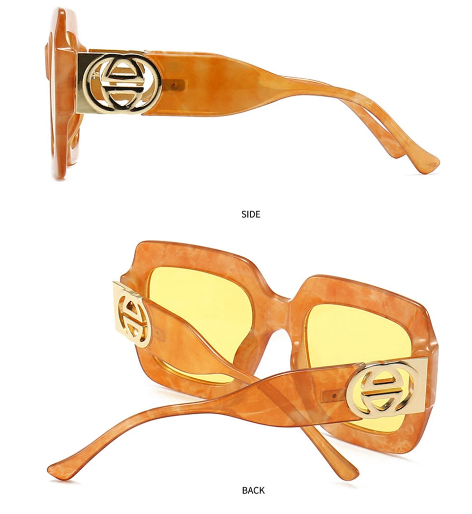 2024 Retro übergroße quadratische Sonnenbrille Frauen Luxusmarke Big Frame Sonnenbrille für Männer Vintage Punk Shades UV400 Tendy Brillen