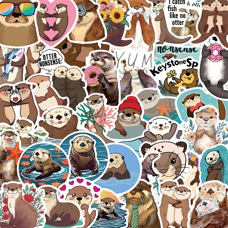 10/30/50PCS Kawaii Otter PVC Aufkleber Ästhetische Koreanische Dekoration Scrapbooking Schreibwaren DIY Hand Buchhaltung Liefert für Kinder