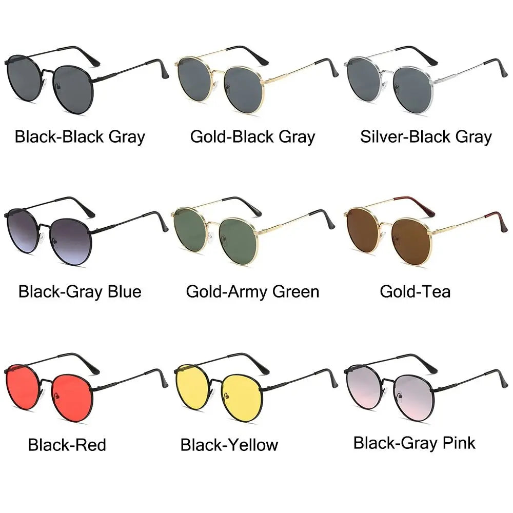 Kreis Runde Sonnenbrille Mode Vintage Sommer Metallrahmen Sonnenbrille UV-Schutz Retro Shades für Damen Herren