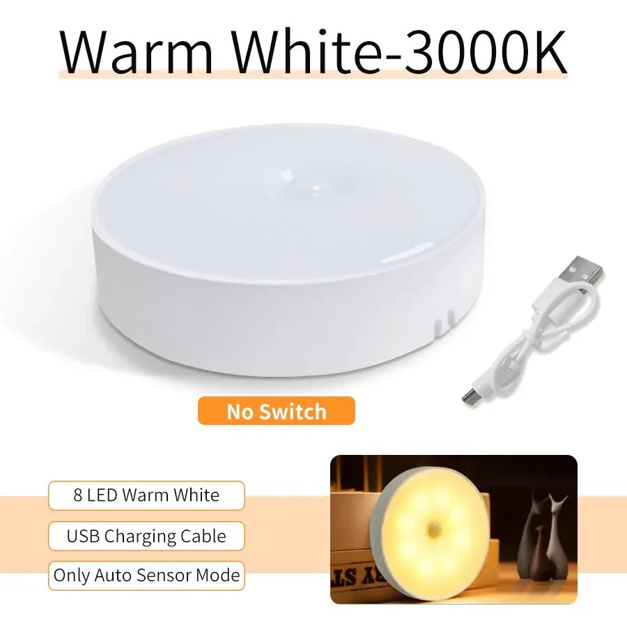 LED-Unterschrankleuchten mit Bewegungsmelder, Nachtlicht, wiederaufladbar, kabellose USB-Lampe für Treppen, Schrank, Küche, Schlafzimmer, Flur