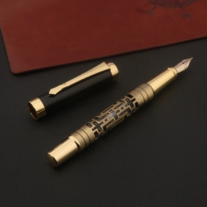 1pc Bronze Füll federhalter aushöhlen m Business Office Schul bedarf schreiben Kalligraphie Stift