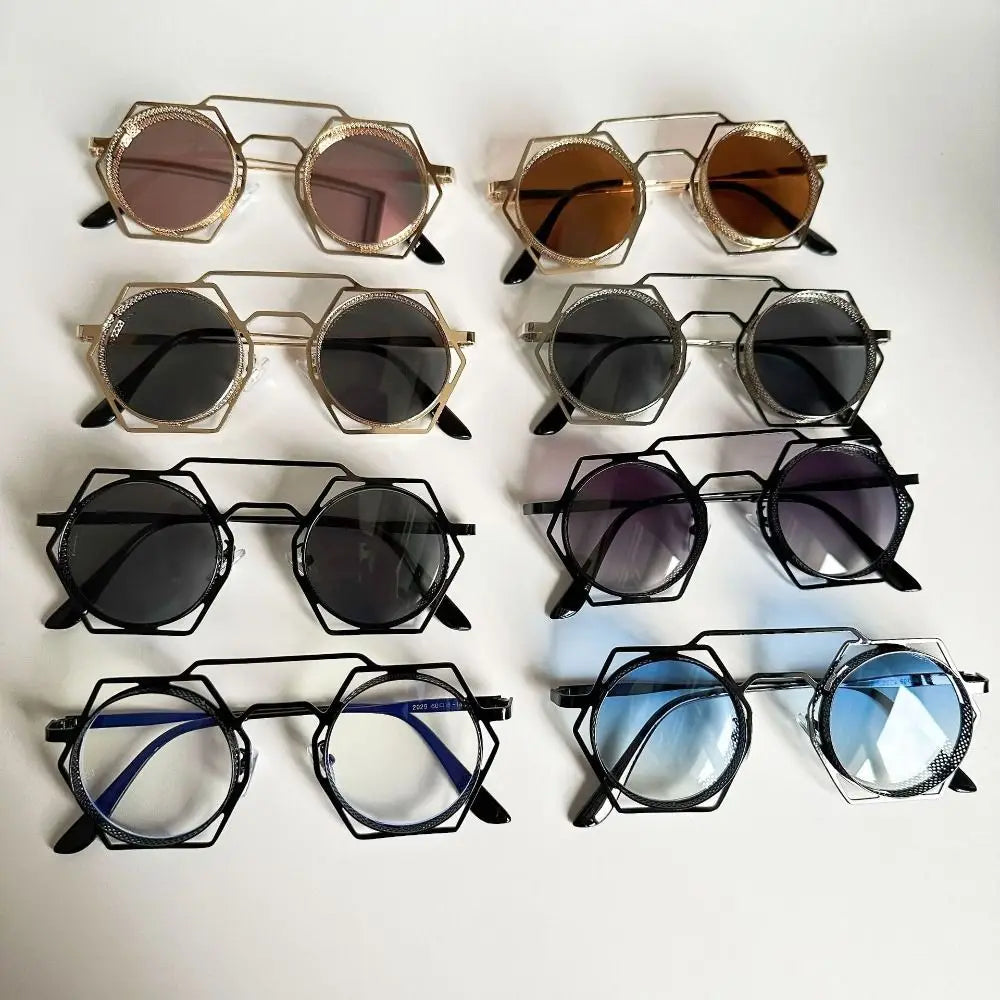 Steampunk Runde Sonnenbrille Frauen Männer Gothic Metall Rahmen Fahren Sonnenbrille Weibliche Stilvolle Goggle UV400 Shades Brillen Oculos