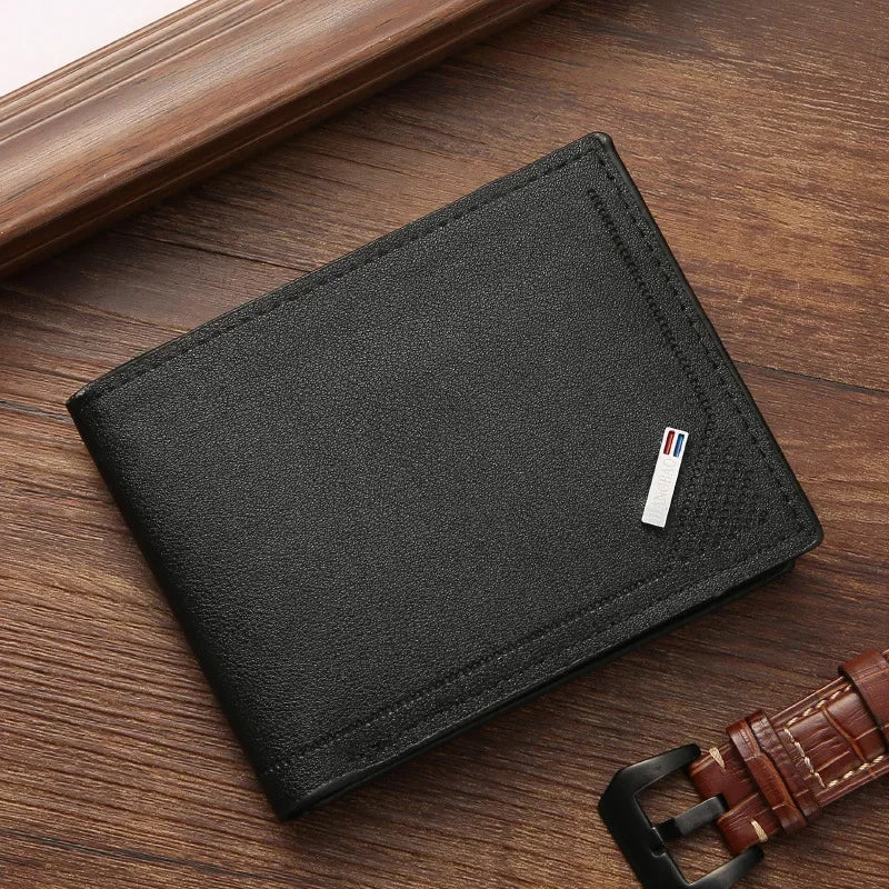 Kurze Herren-Geldbörse aus Leder, dünne Geldbörse, faltbar, minimalistisch, weiches Leder