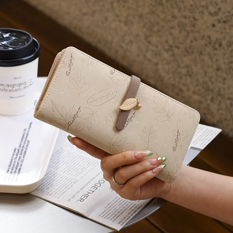 Geldbörse – langer Stil, koreanische Ausgabe, PU-Leder, bedruckt, mit Reißverschluss, gefaltet, mit mehreren Deckkraft, modisch, vielseitig, bedruckter Reißverschluss