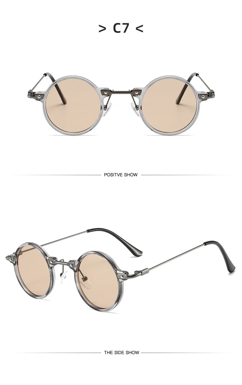 Runde Sonnenbrille für Männer Frauen Retro Steampunk Sonnenbrille männlich weiblich Marke Designer Metallrahmen Brillen Sonnenbrillen oculos de sol