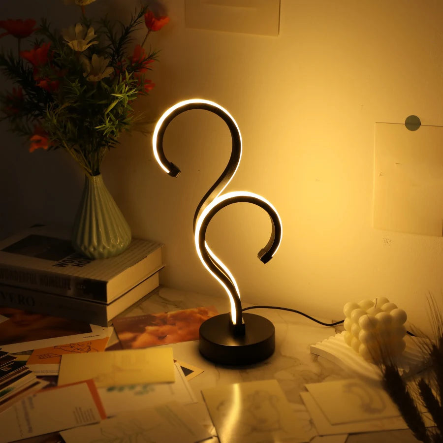 1PC Kreative Doppel Fragezeichen Schreibtisch Lampe USB Drei Farbe Dimmen Schlafzimmer Augenschutz Nachtlicht