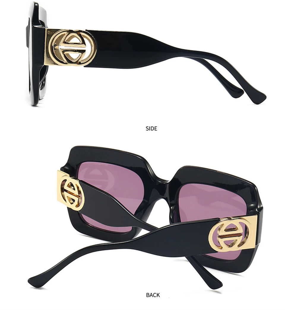 2024 Retro übergroße quadratische Sonnenbrille Frauen Luxusmarke Big Frame Sonnenbrille für Männer Vintage Punk Shades UV400 Tendy Brillen