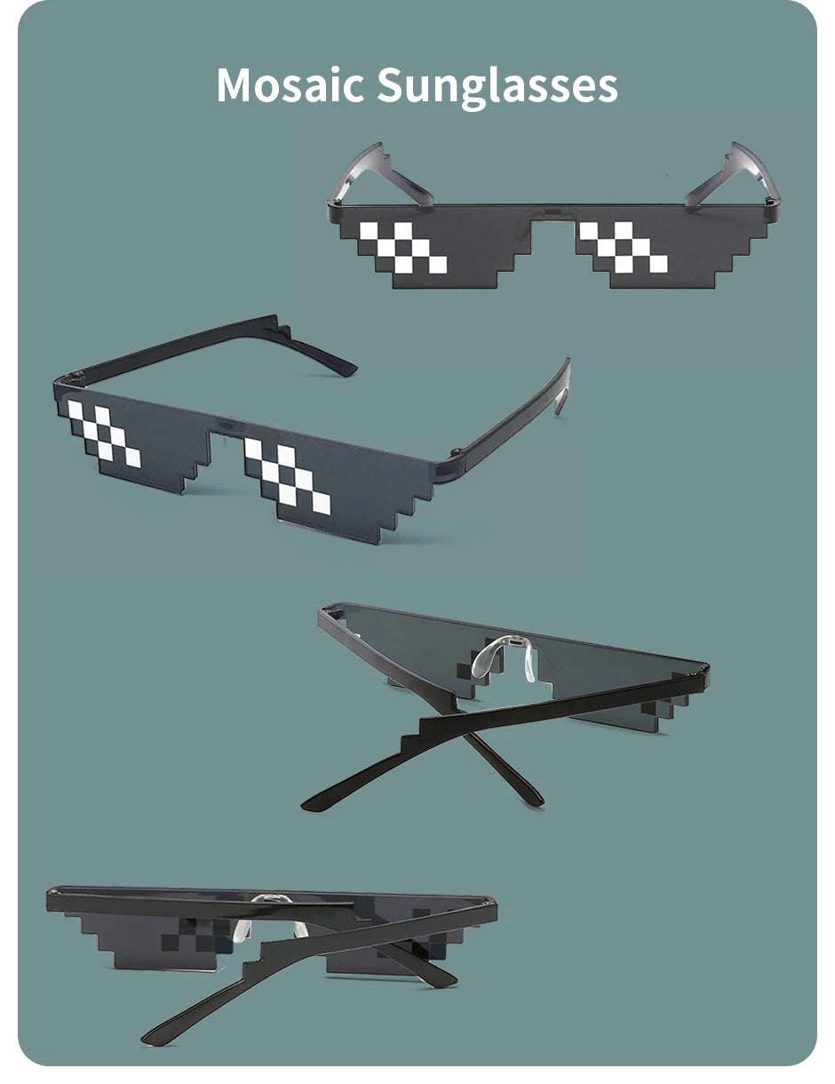 2 Stück Mosaik Sonnenbrille coole Party Vintage-Sonnenbrillen für Männer pixel ige Sonnenbrille lustige Frauen Brille