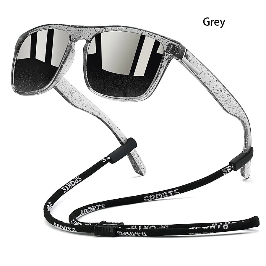 Sonnenbrille mit Kette für Männer und Frauen, klassisch quadratisch, zum Fahren, Angeln, farbenfroh, leicht, Outdoor-Schutzbrille