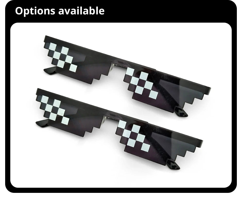 2 Stück Mosaik Sonnenbrille coole Party Vintage-Sonnenbrillen für Männer pixel ige Sonnenbrille lustige Frauen Brille