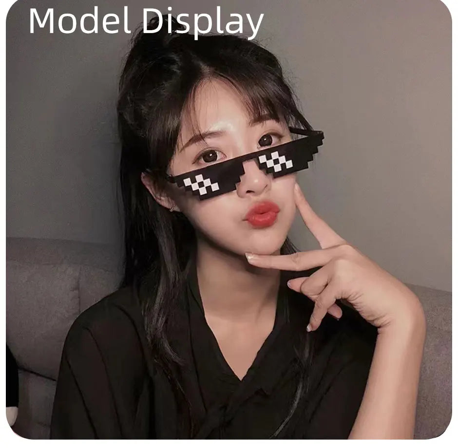 2 Stück Mosaik Sonnenbrille coole Party Vintage-Sonnenbrillen für Männer pixel ige Sonnenbrille lustige Frauen Brille