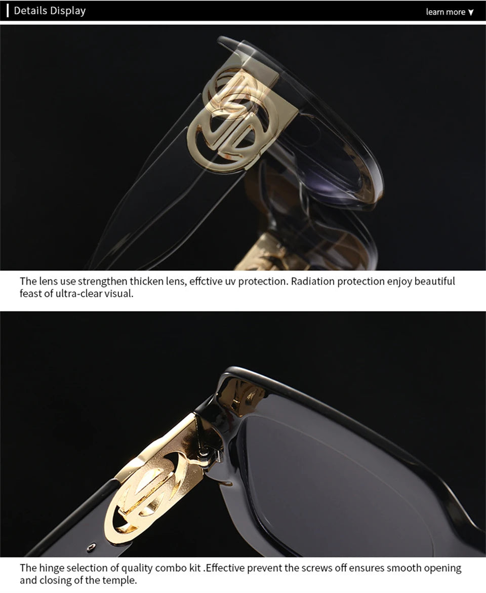 2024 Retro übergroße quadratische Sonnenbrille Frauen Luxusmarke Big Frame Sonnenbrille für Männer Vintage Punk Shades UV400 Tendy Brillen