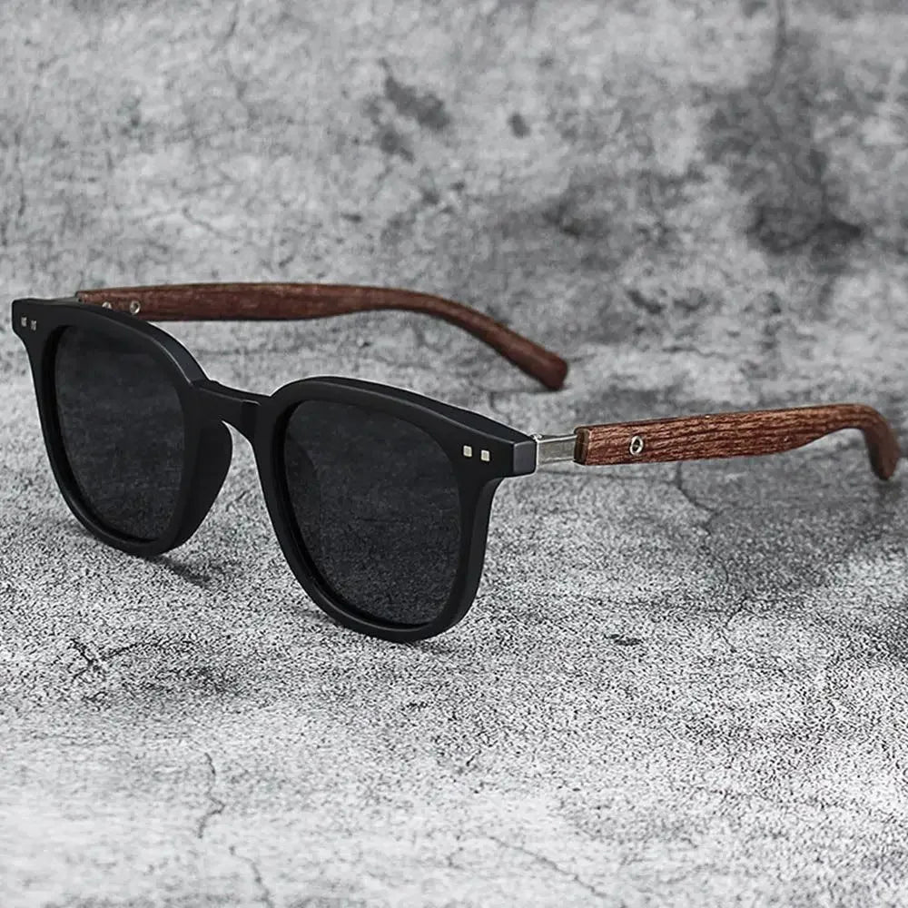 Trendige Retro-Sonnenbrille mit Holzmaserung – polarisierter UV-Schutz für Männer und Frauen, perfekt für Radfahren und Straßenfotografie im Freien