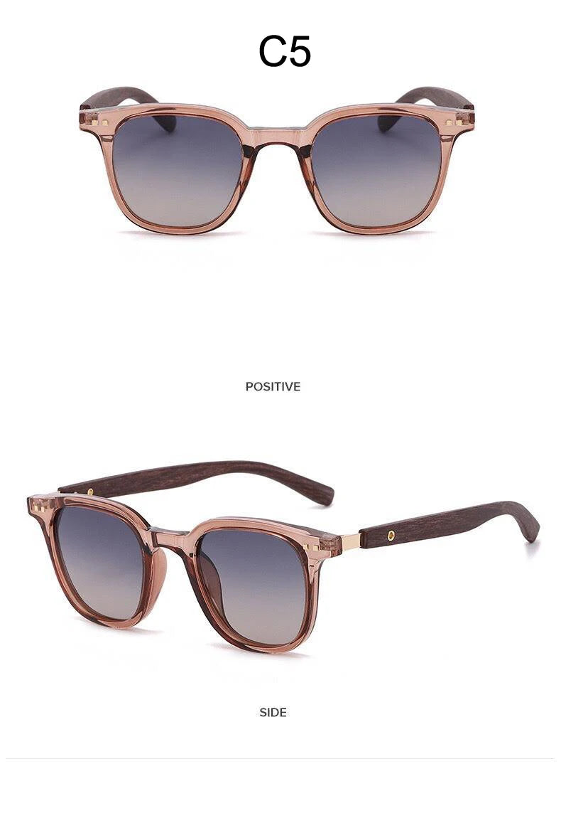 Trendige Retro-Sonnenbrille mit Holzmaserung für Damen und Herren, neue Sonnenbrille mit quadratischem Rahmen, UV-Schutz, Fahrradbrille, Outdoor, Straße