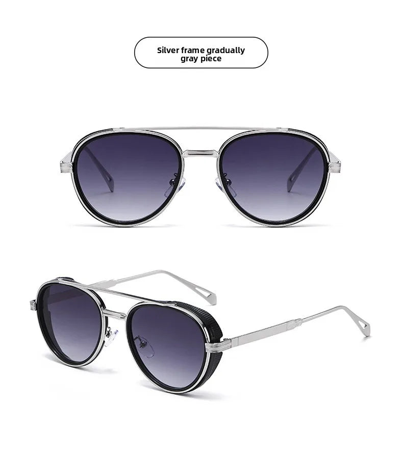 2026 Neue Luxus Steampunk Sonnenbrille, Metallrahmen Ovale Vintage-Brille, Modische Sonnenbrille für Damen, Fahrerbrille für Herren