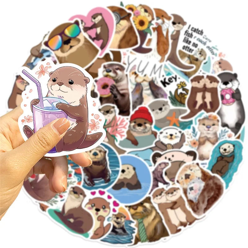 10/30/50PCS Kawaii Otter PVC Aufkleber Ästhetische Koreanische Dekoration Scrapbooking Schreibwaren DIY Hand Buchhaltung Liefert für Kinder