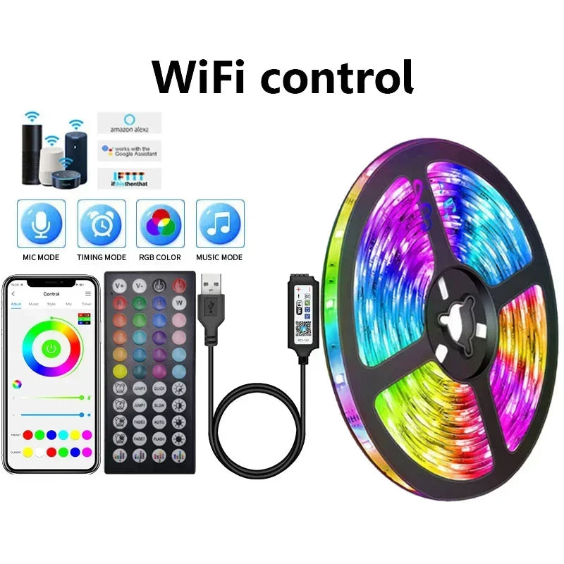 RGB LED Streifen Lichter 5V USB Led Licht Farbwechsel Fernbedienung APP Steuerung Farbwechsel Flexible Lampe Band 1M-30M TV Hintergrundbeleuchtung